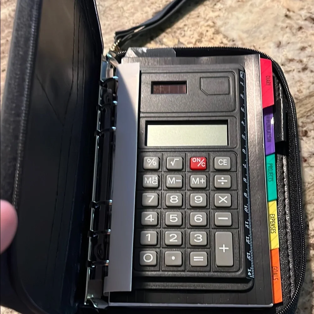 Organizer/Planner/Wallet zippered with Calculator and compartments never used